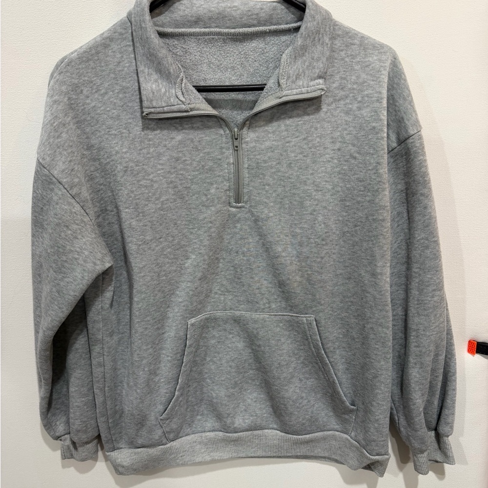SHEIN Gray Quarter-Zip Sweatshirt